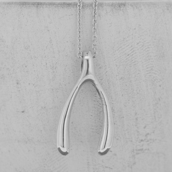 Kleiner wishbone Anhänger / Sterling Silber Wishbone Halskette / Sterling Silber Charm / Zarte Halskette / viel Glück / Wunsch geht in Erfüllung