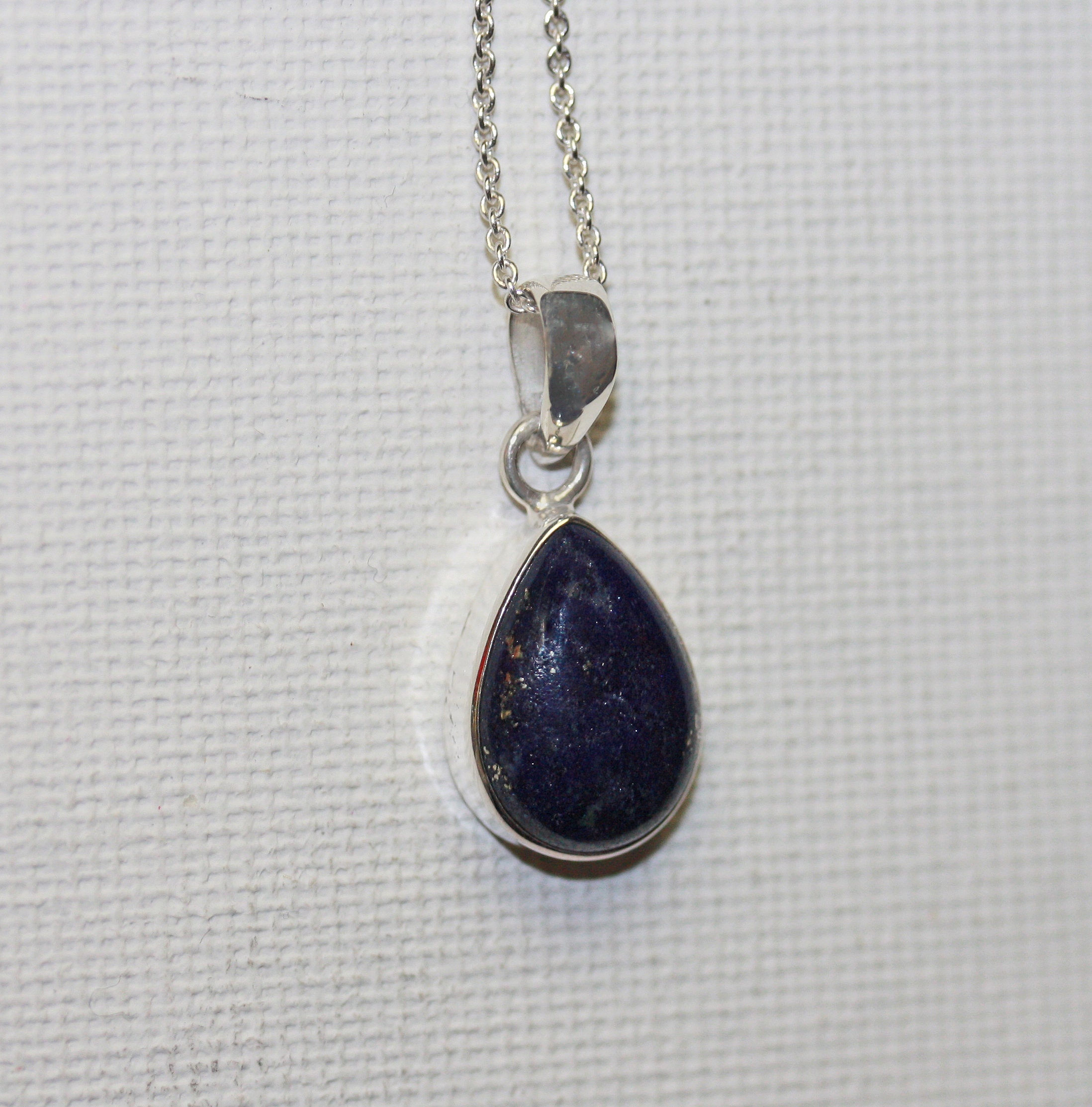 Pendentif Goutte En Pierre Naturelle - Lapis Lazuli Ou Obsidienne Noire - Avec Cordon Ciré 68cm - Cadeau Bijou Unique