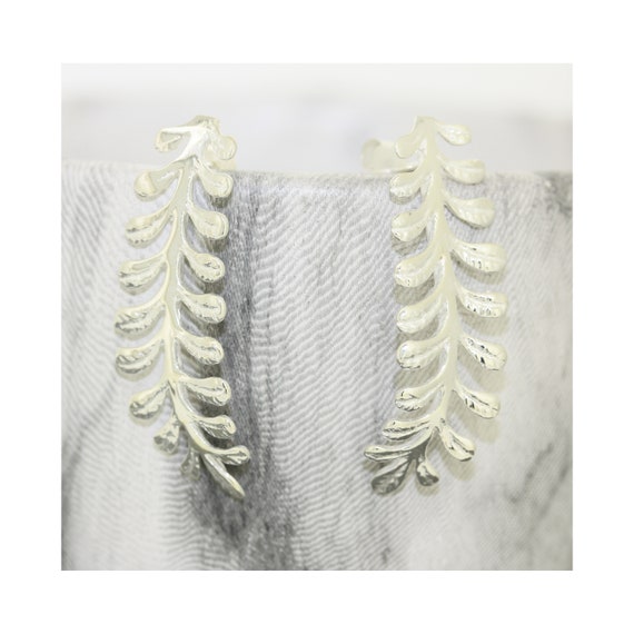 YFN Orecchini Pendenti A Foglia Di Bambù In Argento Sterling 925 Con Zirconi Cubici E Smalto - Regalo Donna, Misura 19.8x13.2 Mm