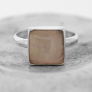 Rosenquarz Ring / Rosenquarz Ring / Sterling Silber Rosenquarz Ring / Rosa Rosenquarz Ring / Rosa Stein Ring / Quadratring