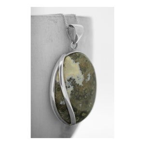 Oval Ocean Jasper Pendant: Chunky Sterling Silver Necklace