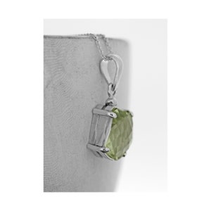 Green Amethyst Sterling Silver Pendant Necklace: Prasiolite Jewel