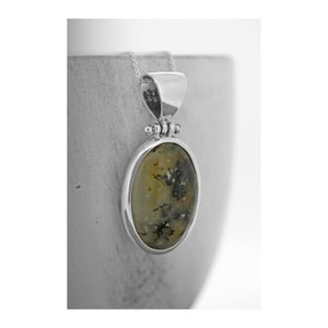 Dendritic Agate Pendant / Dendritic Agate Silver Necklace / Agate Necklace / Oval Agate / Black and White / Milky Agate / Branch /Natural