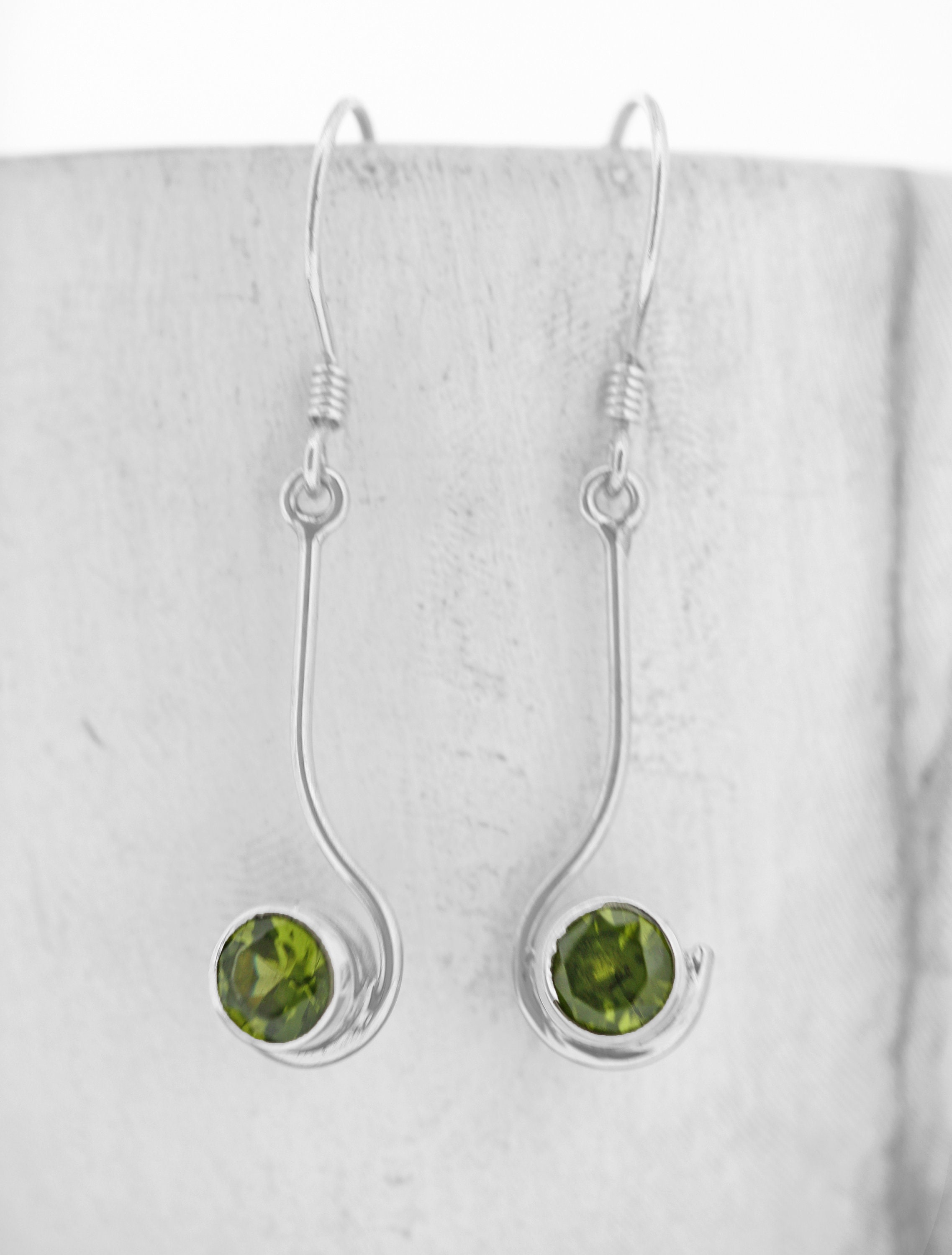 August! 3mm Created Peridot & Silver Earrings 10146H