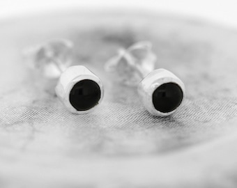 925er Sterlingsilber Ohrstecker Mit Schwarzem Onyx | Handgefertigt, 9 Mm, Unisex