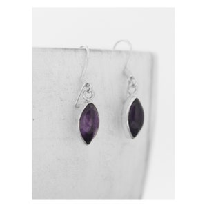 Handmade Amethyst Earrings / Purple Stone / Eye Shape Earrings / Sterling Silver / February Birthstone / Purple Earrings / Amethyst Earrings