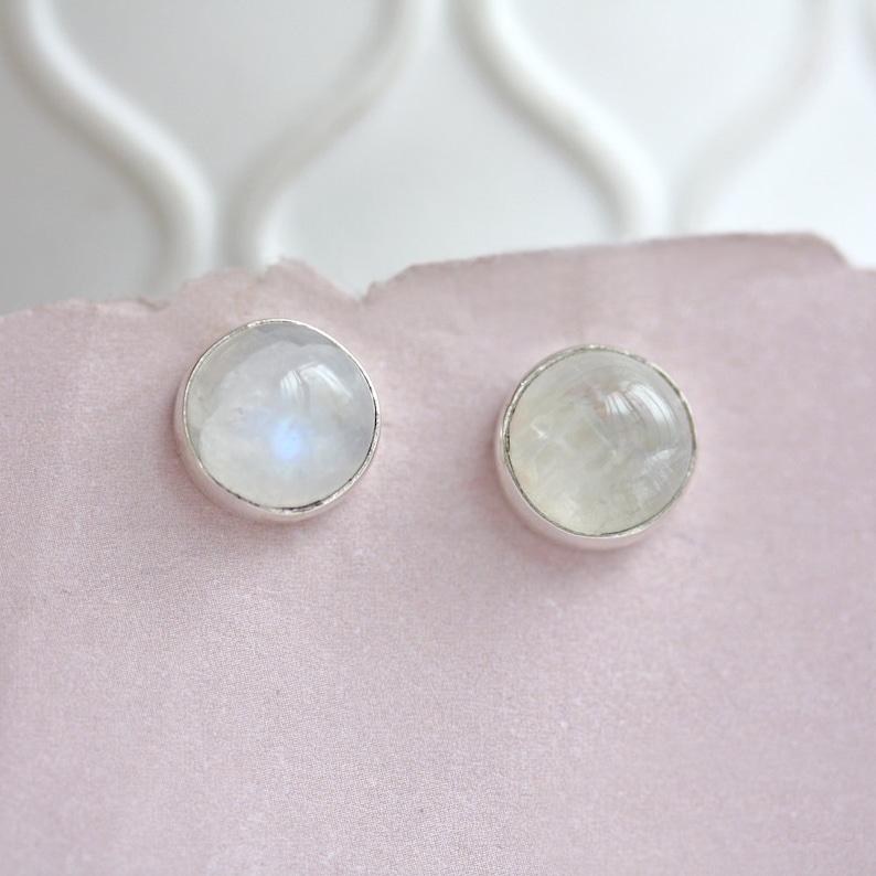 8mm Round Moonstone Studs / Moonstone Stud Earrings / Etsy UK
