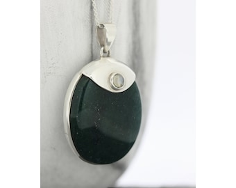 Large Chrysocolla Pendant Necklace – Sterling Silver Boho Gemstone Jewellery