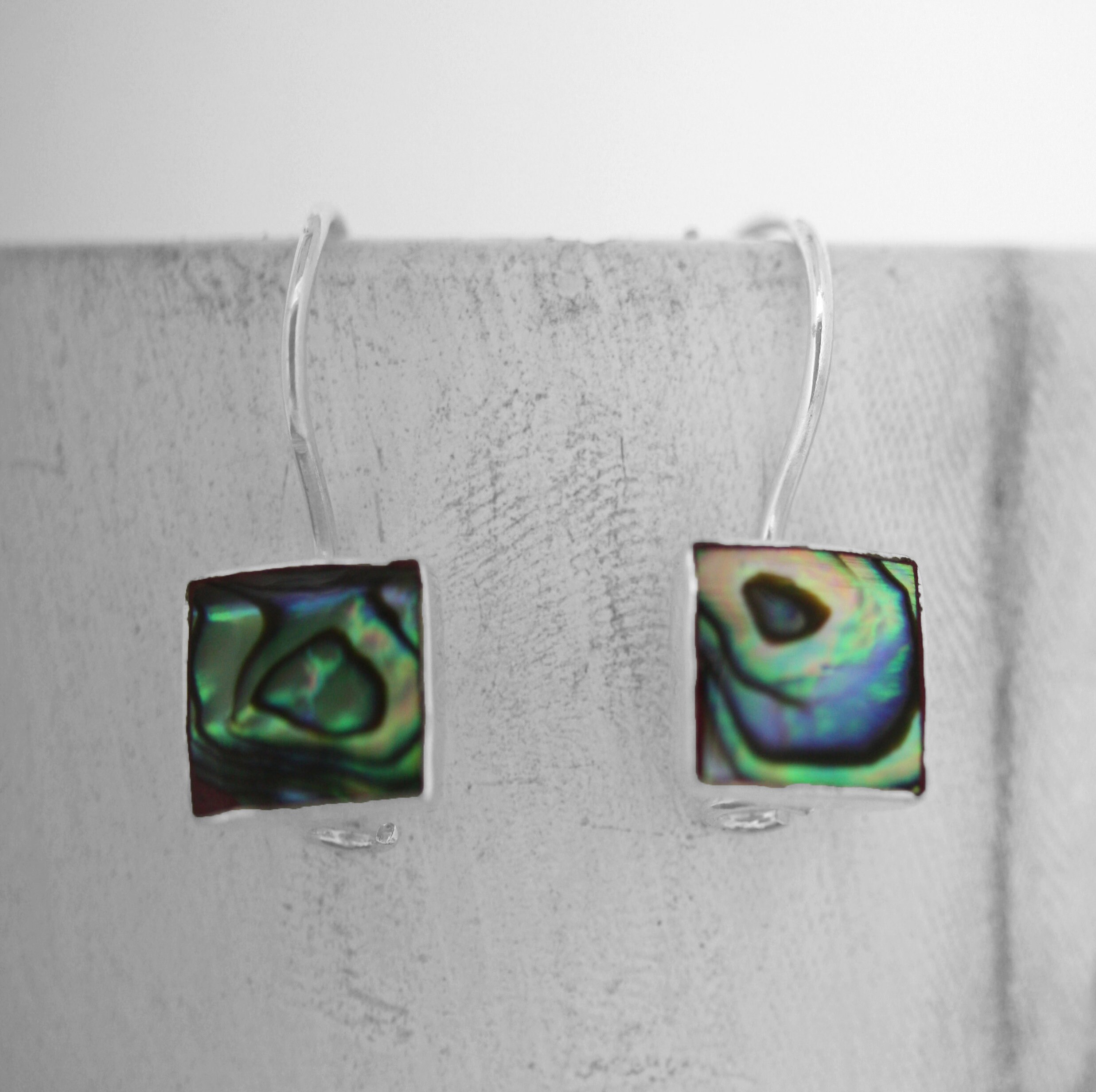 Silverly Orecchini A Bottone Quadrati In Argento 925 Con Abalone - 5mm - Ipoallergenici Con Panno Lucidante - Regalo Per Donna - 4