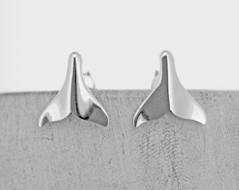 Whale Studs / Whale Tail Earrings / Sterling Silver / Whale Earrings / Aquatic Earrings / Sea Life / Animal Earrings / Nautical