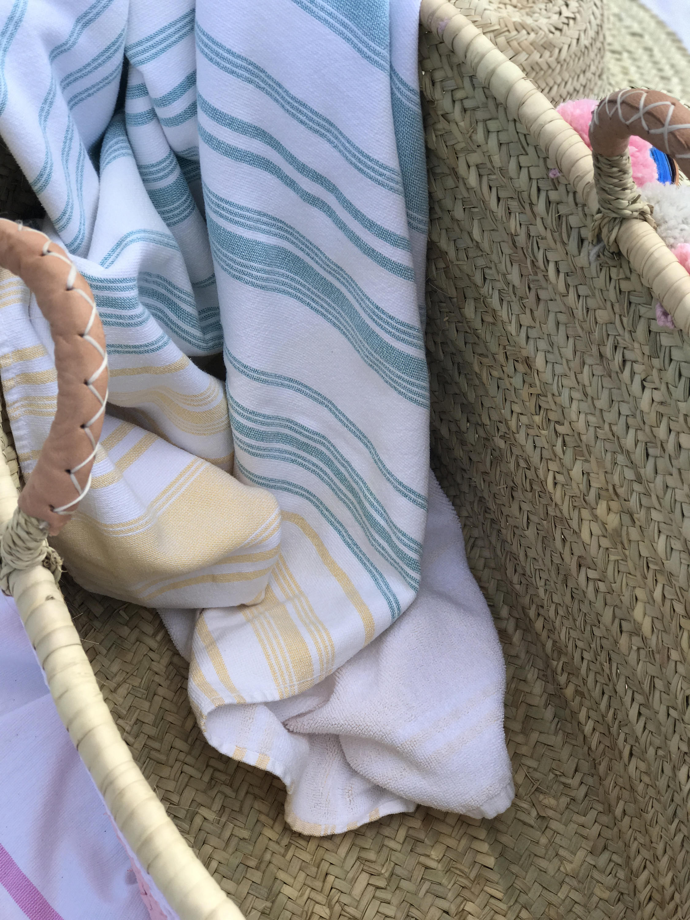 Straw beach basket with pom poms Etsy