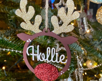 Personalised Reindeer Christmas Tree Baubles