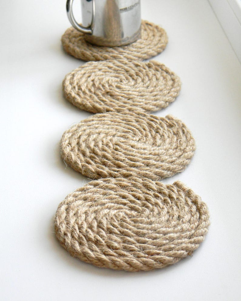 Rope Coaster..set of 4 Jute Rope Coasters..Nautical Etsy
