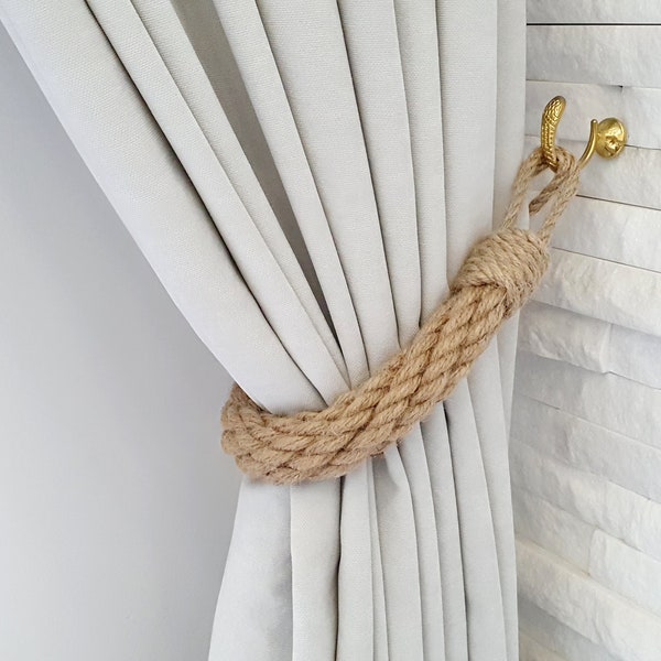 Embrasse de rideau en corde de jute - rideaux épais torsadés - Rideau design - torsade de cinq cordes de jute
