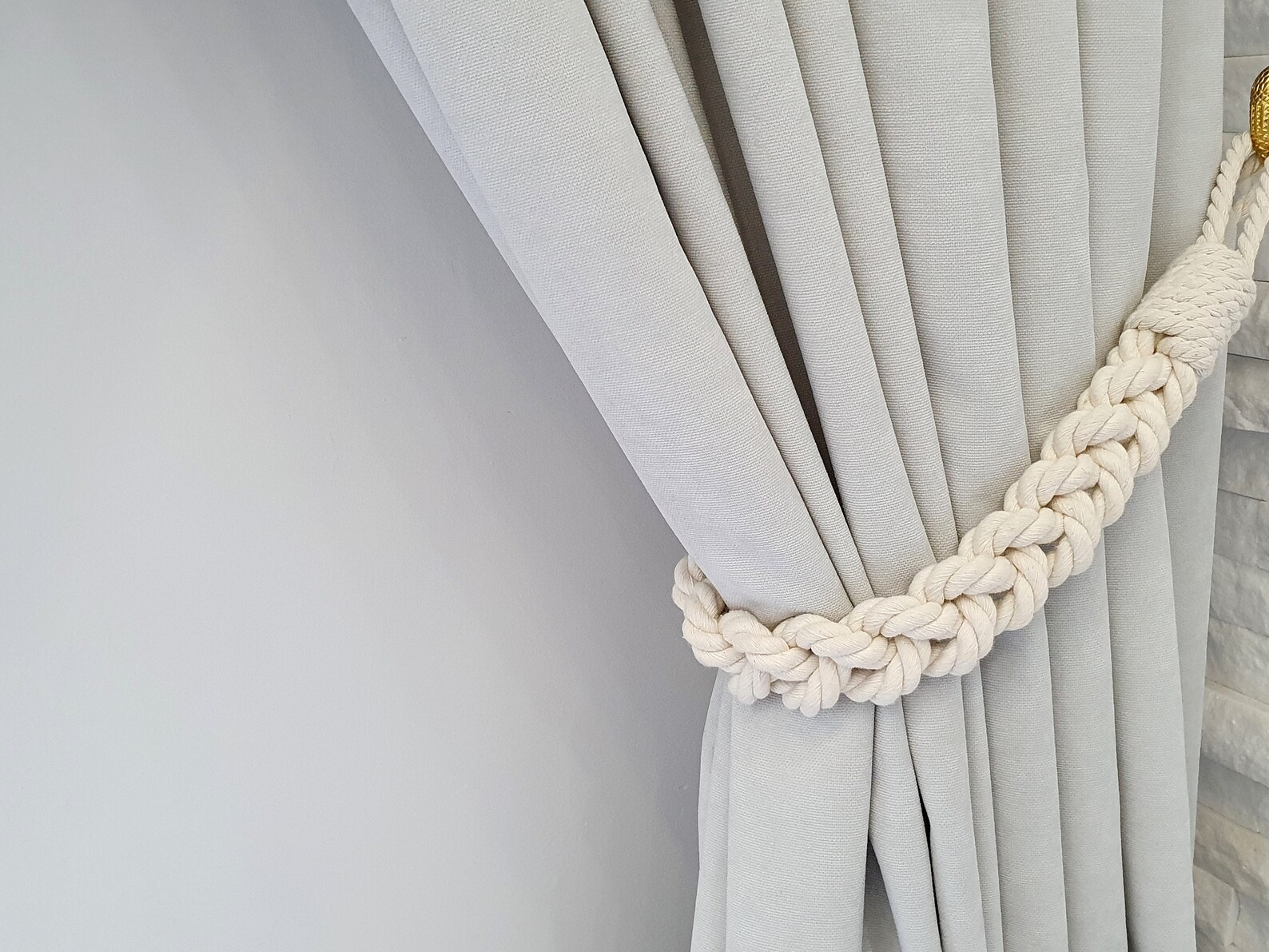 Curtain Tie Back White Cotton Tie Curtains Three Cotton Etsy