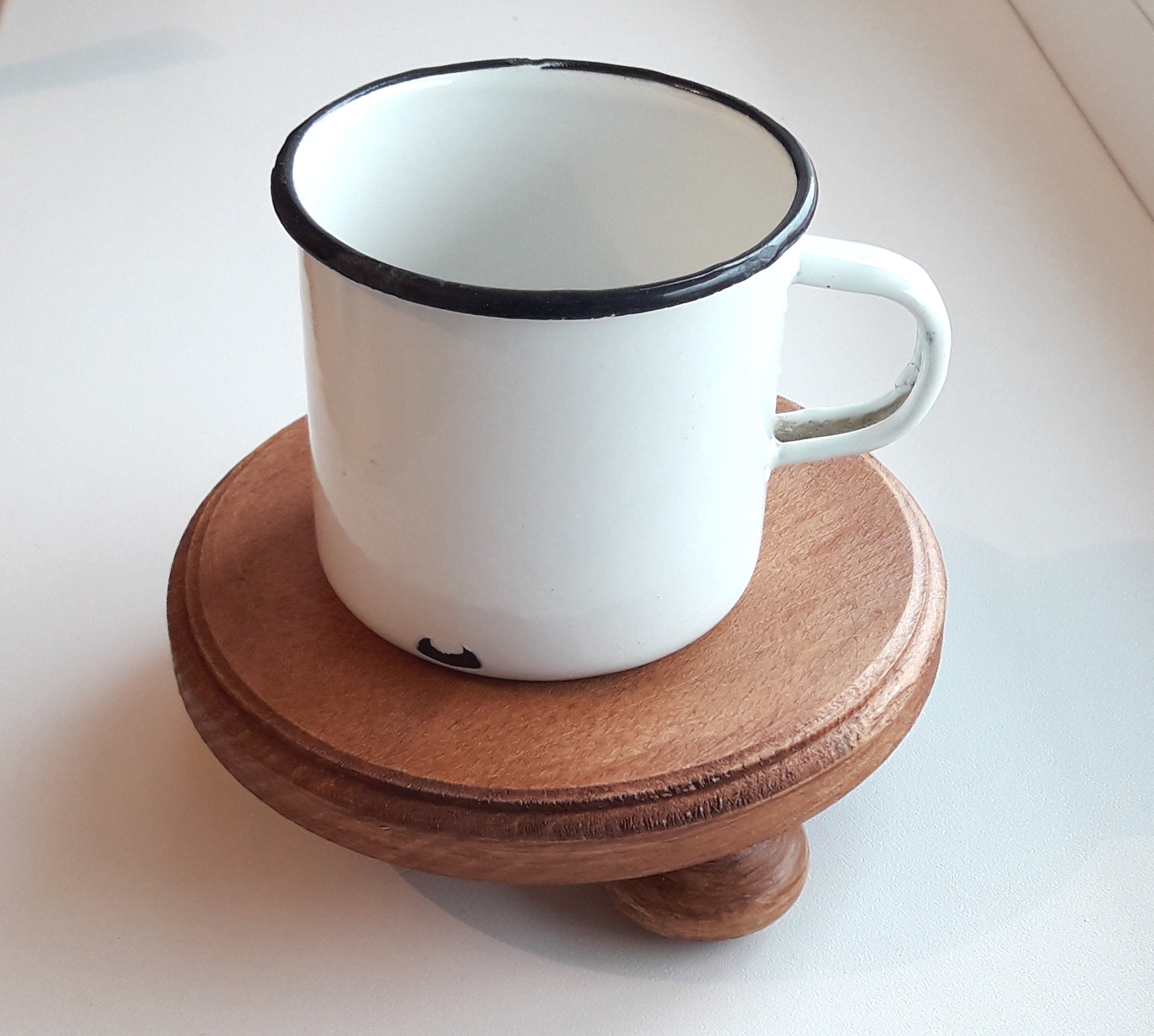 Retro White Metal Enameled Mug .. Vintage Soviet Cup Etsy