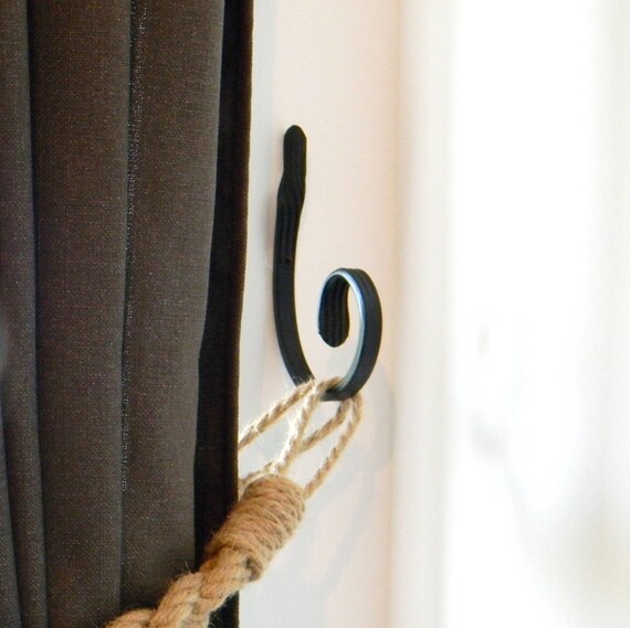 Wrought Iron Hook Black Curtain Tie Back Hook Wrought Iron Curl Holder Curtains