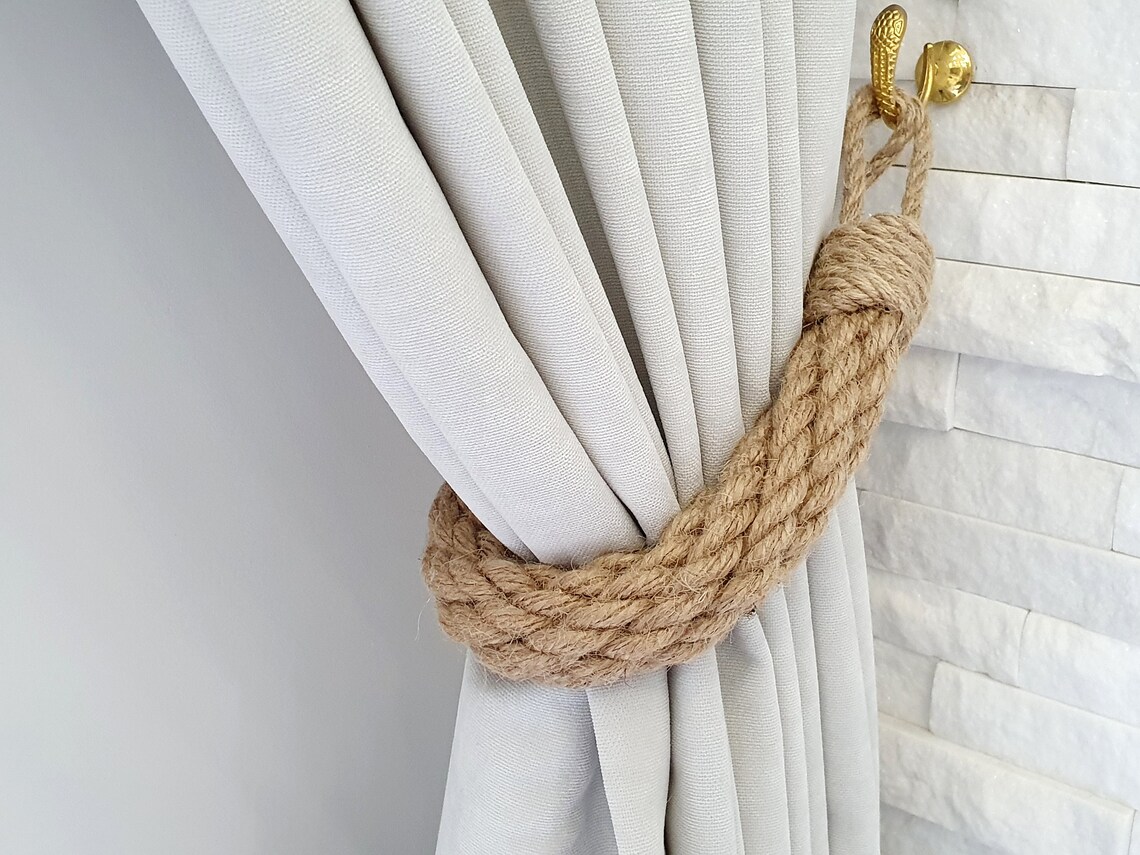 Jute Rope Curtain Tieback Thick Twisted Tie Curtains Etsy