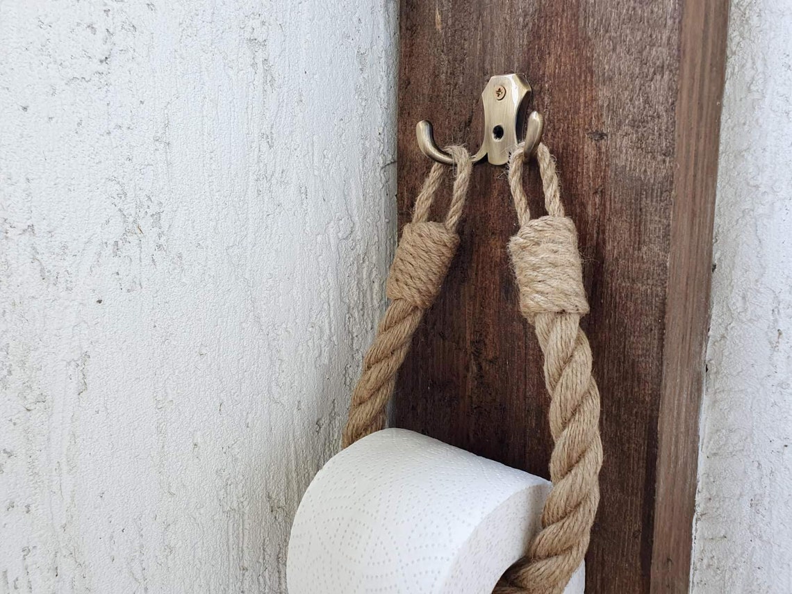 Jute Rope Toilet Paper Holder Bathroom Decor Shabby Chic Etsy UK