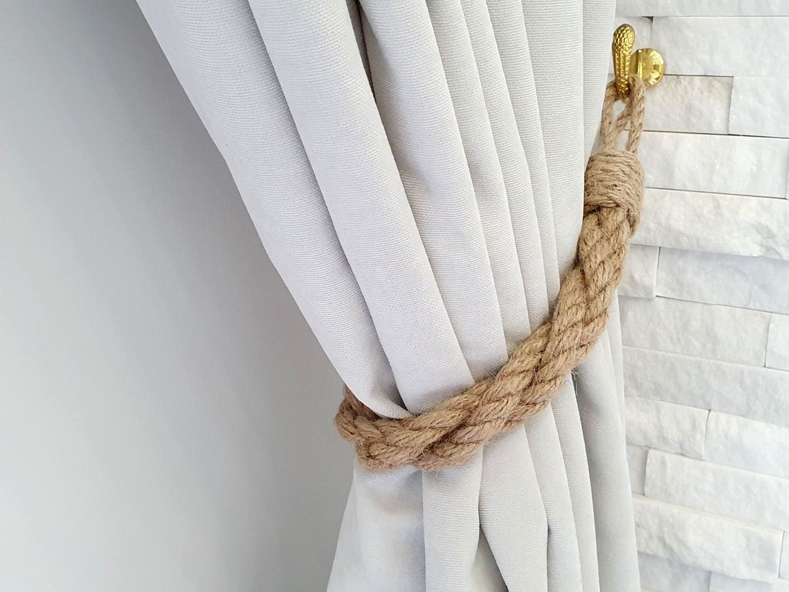 Jute Curtain Tie Three Ropes Roll Curtain Decor Curtain Etsy