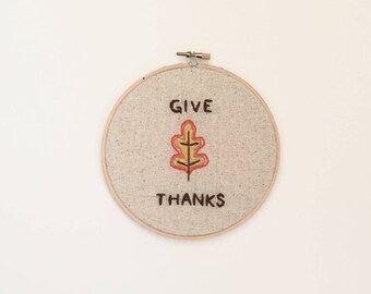 Give Thanks Embroidery 6"