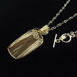 925 Sterling Silver Wire-Wrapped Petrified Wood Necklace