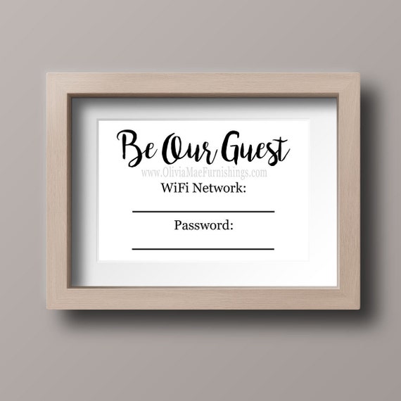 Be Our Guest Wifi Password Printable Instant Download Etsy