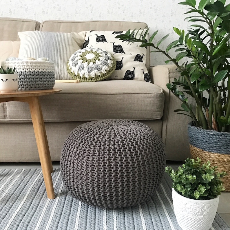 Knitted Pouf and Ottoman Crochet poufs many colors and