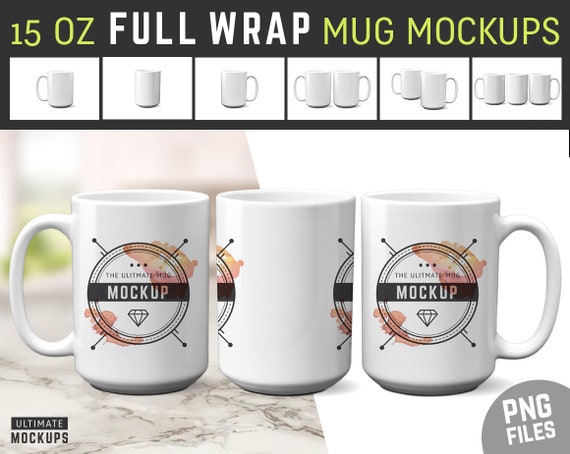 15 Oz Full Wrap Mug Mockups Transparent Pngs