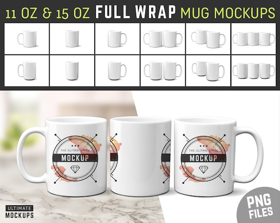 Download 11 Oz 15 Oz Full Wrap Mug Mockup Blanks Coffee Cup Mockup Etsy