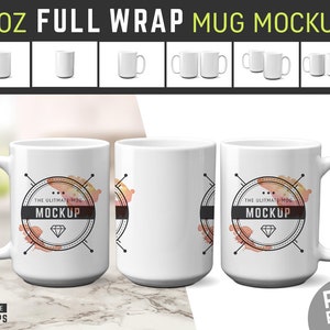 Download 11 Oz Full Wrap Mug Mockup Blanks Coffee Cup Mockup White Etsy