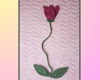 Tulip Bookmark, Crochet Flower, Easter Basket Item