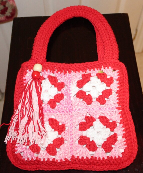 fiber spider granny square bag