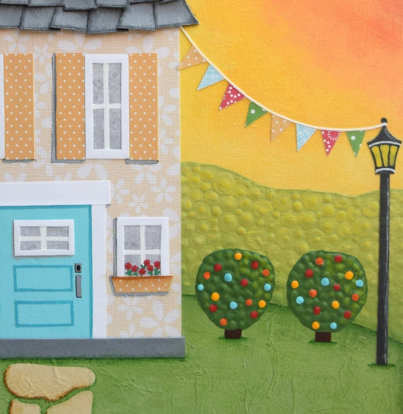 House Art Print. Home Wall Art. Mixed Media Art Print. Etsy