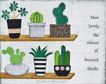 Plant Art Print. Cactus Art. Succulent Decor. Quote Art. Book Pages Art. Plant decor. Book Page Art. Succulent Art. Gifts Under 25.