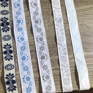 Lot of 5 Swedish ribbon / trims / Retro craft supplies/ from old shop
