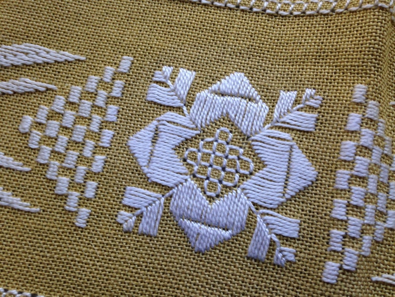 Swedish embroidered Table runner in linen