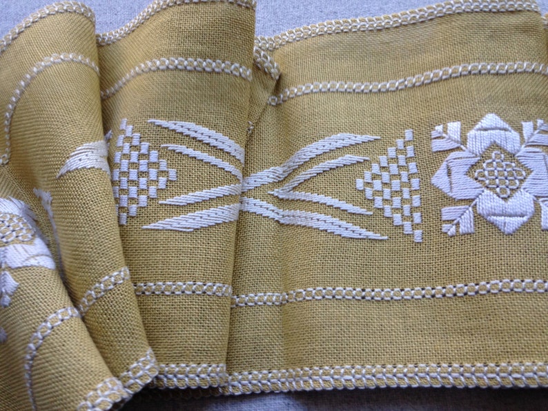 Swedish embroidered Table runner in linen