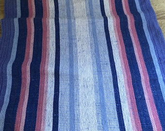 Handwoven Swedish Table Runner with stripes / vintage table linen