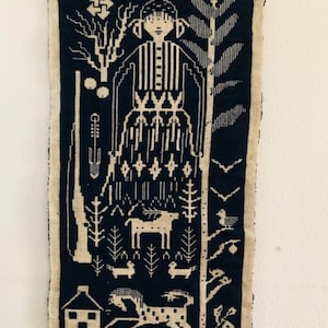 Old Swedish tapestry in double weaving / Finnväv / vintage Wall decoration