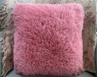 Faux Fur Pillow Measuring 15 X 15 Fluffy Pink on the Front as Well as the Back. Super Cute Pop of Pink Color Anywhere You Want It Etsy