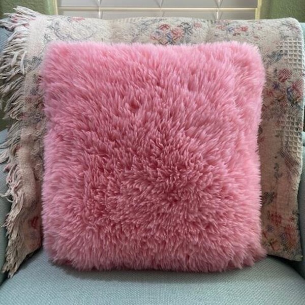 Pink Faux Fur Pillow Etsy