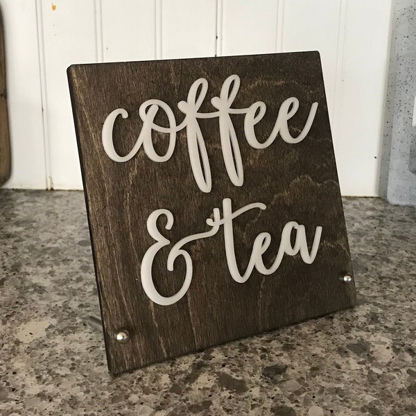 Coffee & Tea BUSINESS Counter Top Sign | Freestanding Custom Bed and Breakfast Restaurant Bakery Ice Cream Stand | Cafe Decor Display