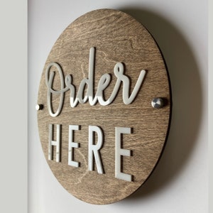 Order Here Pickup Here BUSINESS Sign | Custom COFFEE SHOP Restaurant Bakery Ice Cream Stand | Cafe Decor Signs | Rustic Modern Display