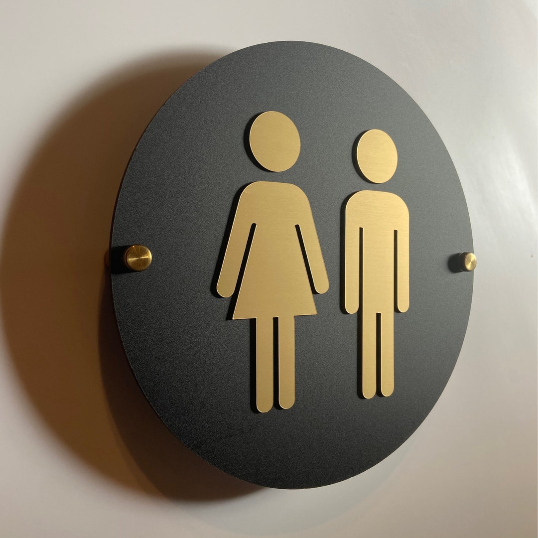 Black and Gold Acrylic Bathroom Sign | Unisex Men Women Handicap ...