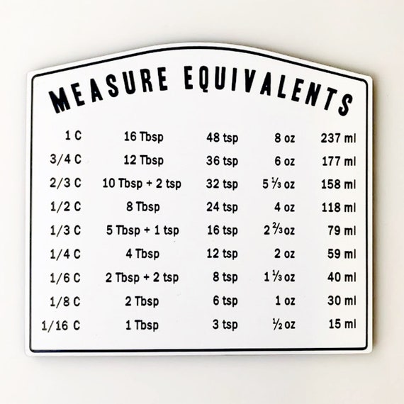 Kitchen Conversion Chart Magnet for Easier Cooking & Kitchen Baking - Vintage