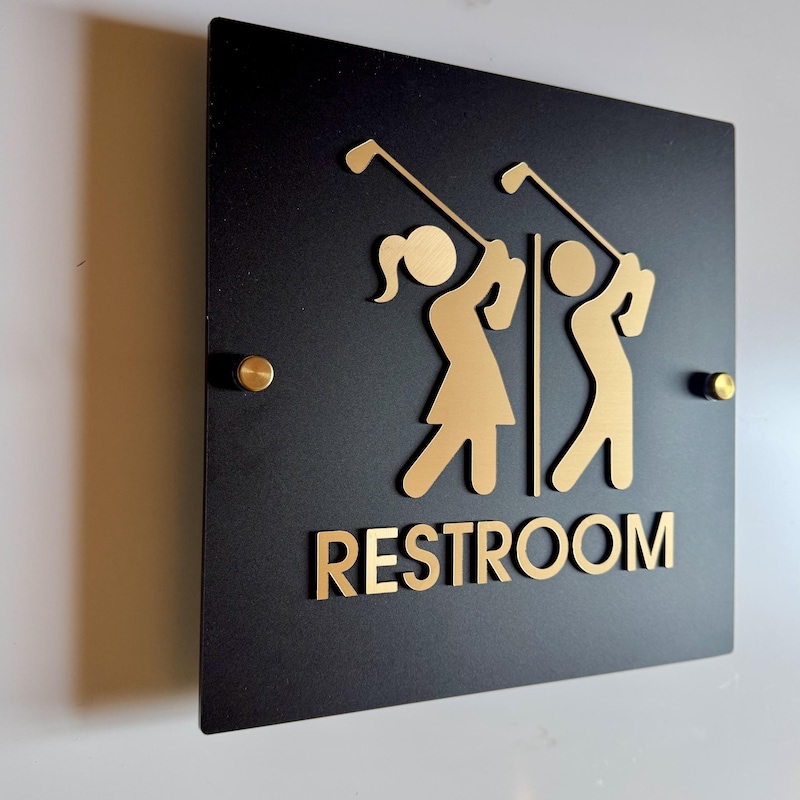 Restroom Sign Golfers - Etsy