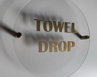 Custom Text Sign 9x9" | Clear Acrylic with Gold Acrylic and Gold Standoff Fixtures