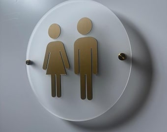 Frosted & Gold Acrylic Restroom Sign