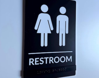ADA Compliant Restroom Signs 6x9" | Braille Options Available | Office Hotel Bathroom Sign